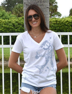 Model wearing Loose-Fit V-Neck Tee